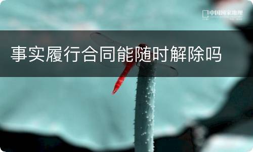 事实履行合同能随时解除吗