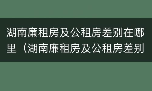 湖南廉租房及公租房差别在哪里（湖南廉租房及公租房差别在哪里查）