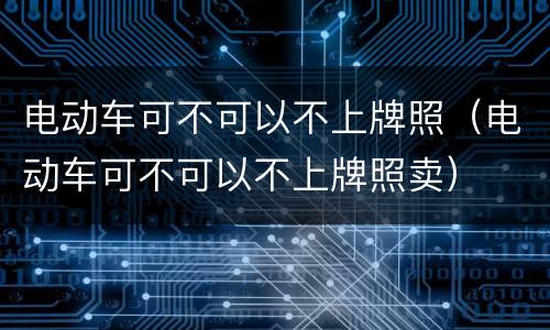 电动车可不可以不上牌照（电动车可不可以不上牌照卖）