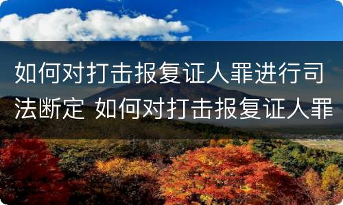 如何对打击报复证人罪进行司法断定 如何对打击报复证人罪进行司法断定的认定