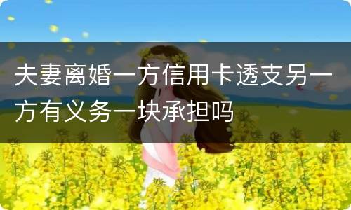 夫妻离婚一方信用卡透支另一方有义务一块承担吗