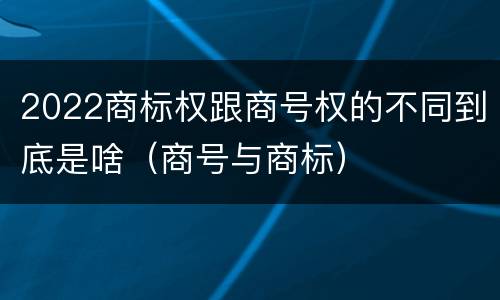 2022商标权跟商号权的不同到底是啥（商号与商标）