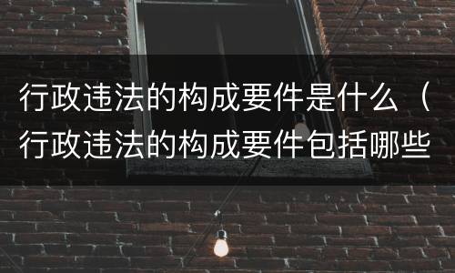 行政违法的构成要件是什么（行政违法的构成要件包括哪些）