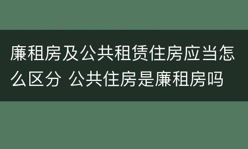 廉租房及公共租赁住房应当怎么区分 公共住房是廉租房吗