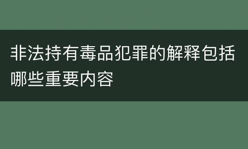 非法持有毒品犯罪的解释包括哪些重要内容