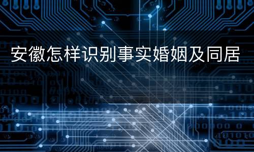 安徽怎样识别事实婚姻及同居