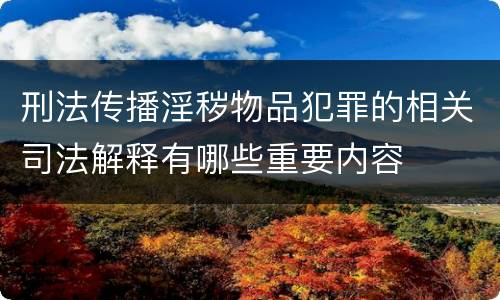 刑法传播淫秽物品犯罪的相关司法解释有哪些重要内容