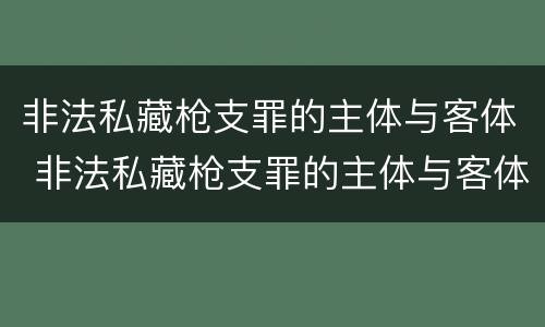 非法私藏枪支罪的主体与客体 非法私藏枪支罪的主体与客体区别