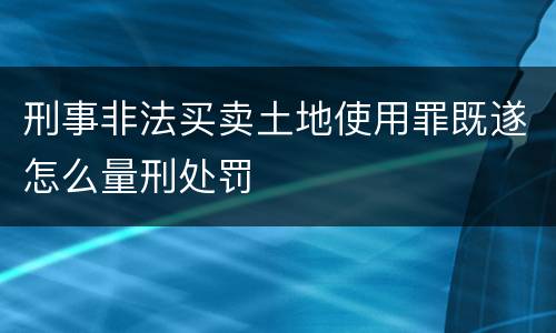 刑事非法买卖土地使用罪既遂怎么量刑处罚