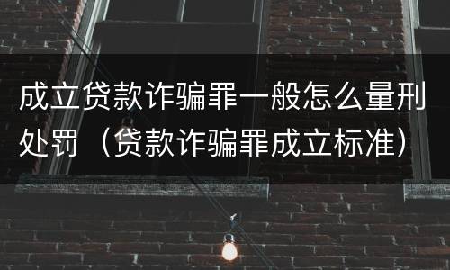 成立贷款诈骗罪一般怎么量刑处罚（贷款诈骗罪成立标准）