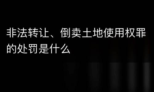 非法转让、倒卖土地使用权罪的处罚是什么