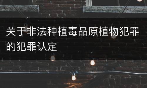 关于非法种植毒品原植物犯罪的犯罪认定