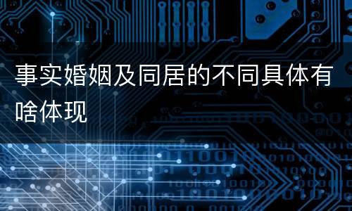 事实婚姻及同居的不同具体有啥体现