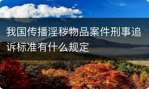 我国传播淫秽物品案件刑事追诉标准有什么规定