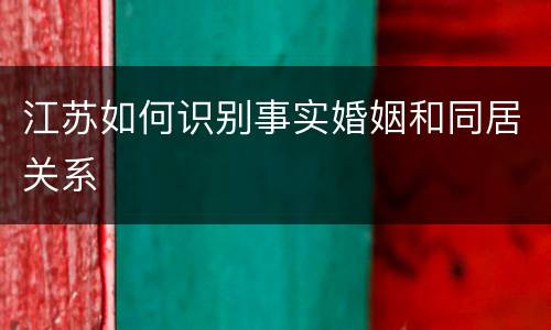 江苏如何识别事实婚姻和同居关系