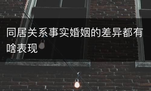 同居关系事实婚姻的差异都有啥表现