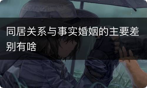 同居关系与事实婚姻的主要差别有啥