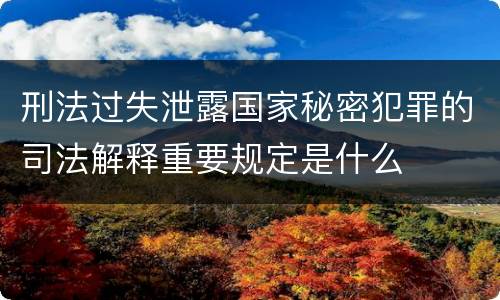 刑法过失泄露国家秘密犯罪的司法解释重要规定是什么