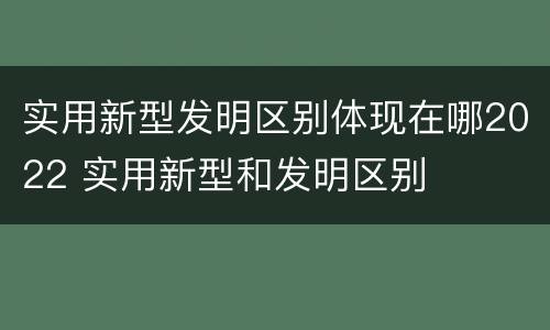 实用新型发明区别体现在哪2022 实用新型和发明区别