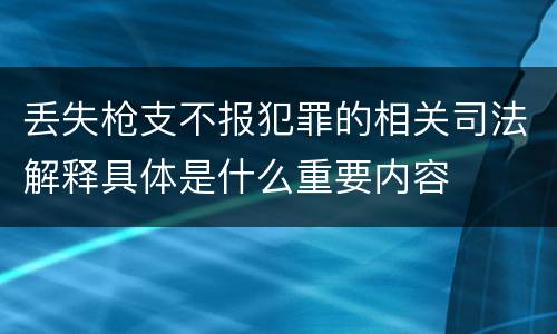 丢失枪支不报犯罪的相关司法解释具体是什么重要内容