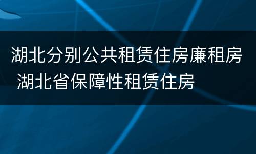 湖北分别公共租赁住房廉租房 湖北省保障性租赁住房