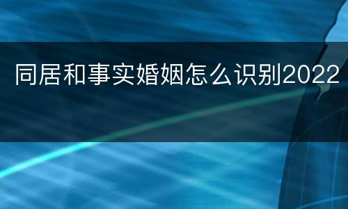 同居和事实婚姻怎么识别2022