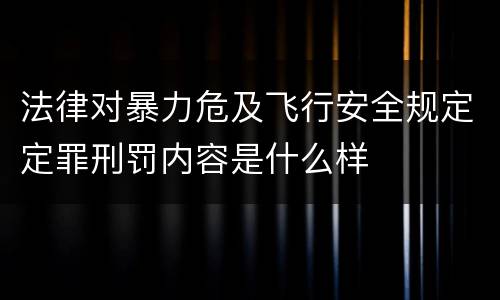 法律对暴力危及飞行安全规定定罪刑罚内容是什么样