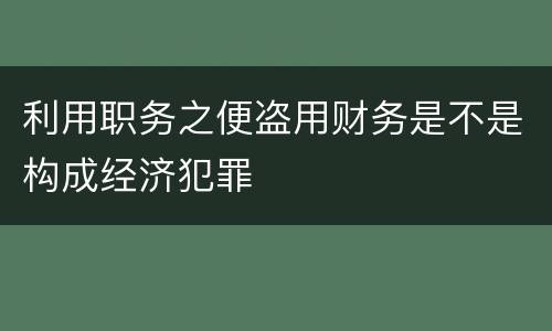 利用职务之便盗用财务是不是构成经济犯罪