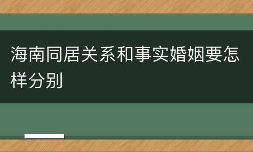 海南同居关系和事实婚姻要怎样分别
