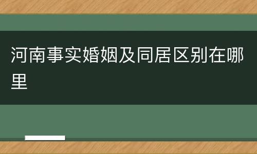 河南事实婚姻及同居区别在哪里
