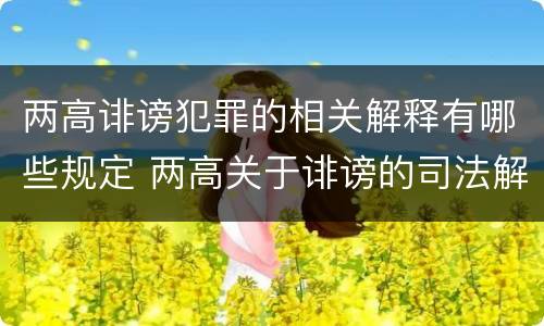 两高诽谤犯罪的相关解释有哪些规定 两高关于诽谤的司法解释