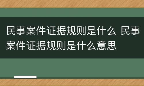 民事案件证据规则是什么 民事案件证据规则是什么意思