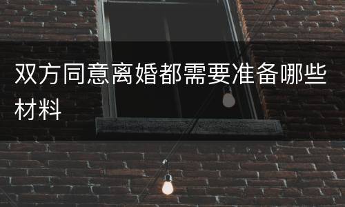 双方同意离婚都需要准备哪些材料