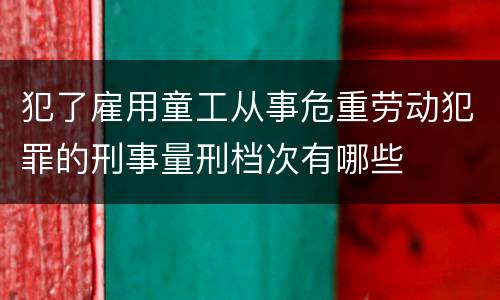 犯了雇用童工从事危重劳动犯罪的刑事量刑档次有哪些
