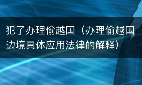 犯了办理偷越国（办理偷越国边境具体应用法律的解释）