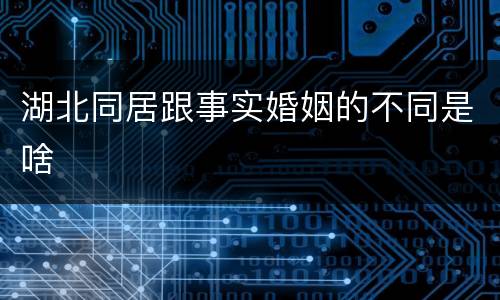 湖北同居跟事实婚姻的不同是啥