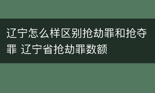 辽宁怎么样区别抢劫罪和抢夺罪 辽宁省抢劫罪数额