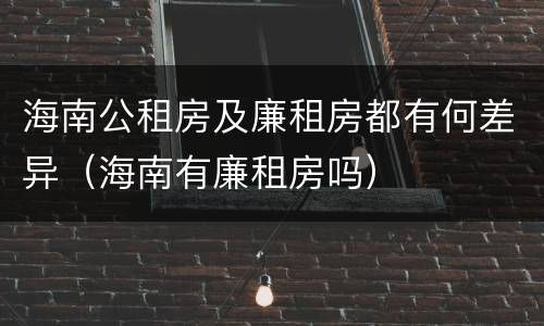 海南公租房及廉租房都有何差异（海南有廉租房吗）