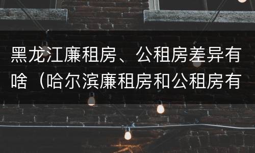 黑龙江廉租房、公租房差异有啥（哈尔滨廉租房和公租房有什么区别）