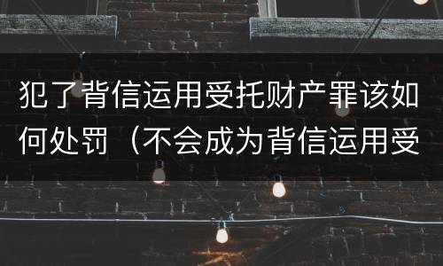 犯了背信运用受托财产罪该如何处罚（不会成为背信运用受托财产罪的犯罪主体）