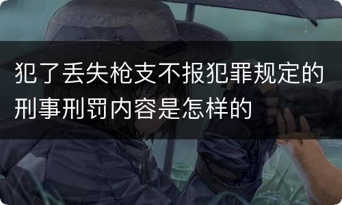 犯了丢失枪支不报犯罪规定的刑事刑罚内容是怎样的