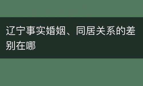 辽宁事实婚姻、同居关系的差别在哪