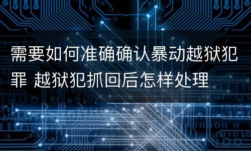 需要如何准确确认暴动越狱犯罪 越狱犯抓回后怎样处理