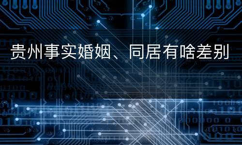 贵州事实婚姻、同居有啥差别