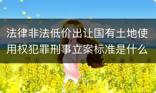 法律非法低价出让国有土地使用权犯罪刑事立案标准是什么