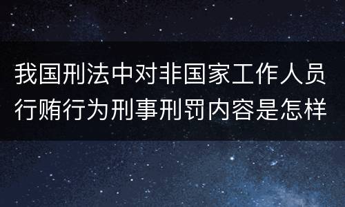 我国刑法中对非国家工作人员行贿行为刑事刑罚内容是怎样