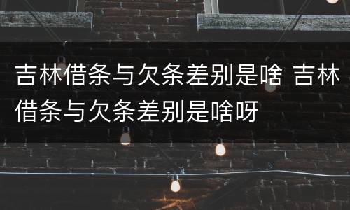 吉林借条与欠条差别是啥 吉林借条与欠条差别是啥呀