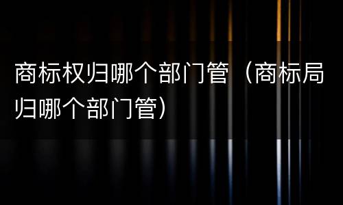 商标权归哪个部门管（商标局归哪个部门管）