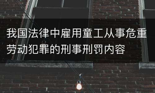 我国法律中雇用童工从事危重劳动犯罪的刑事刑罚内容