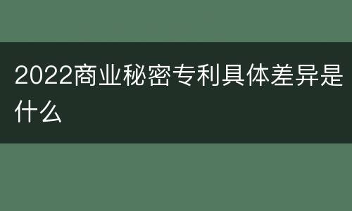 2022商业秘密专利具体差异是什么